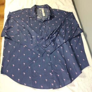 PINK Victoria’s Secret Flamingo Print Button-Down Shirt NWT XL